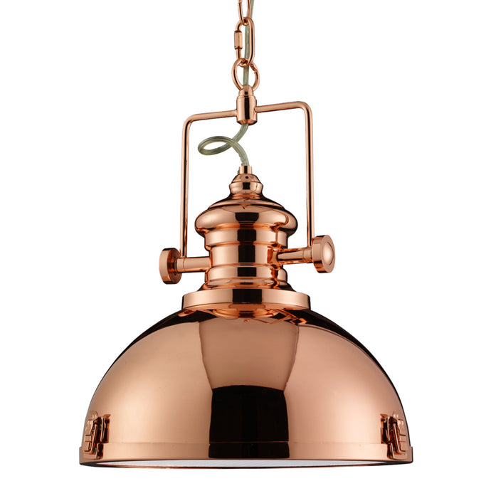 Searchlight 2297CU Louisiana Industrial Pendant, 1Lt Copper, Clear Lens - 19442