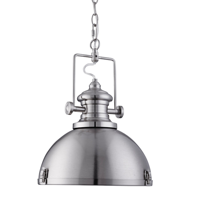 Searchlight 2297SS Louisiana Industrial Pendant, 1Lt Satin Silver, Clear Lens - 30982