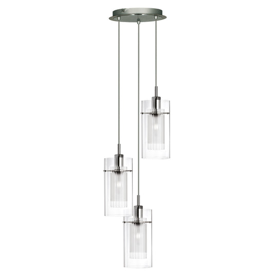 Searchlight 2300-3 Duo I - SS Double Glass 3Lt Pendant - 4215