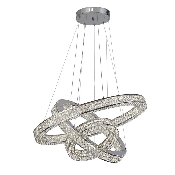 Searchlight 23132-3CC Bands 3Lt LED Pendant, Chrome With Crystal - 30983