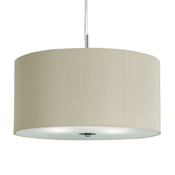 Searchlight 2356-60CR Drum Pleat Pendant - 3Lt Pleated Shade Pendant, Cream With Frosted Glass Diffuser Dia 60Cm - 30995