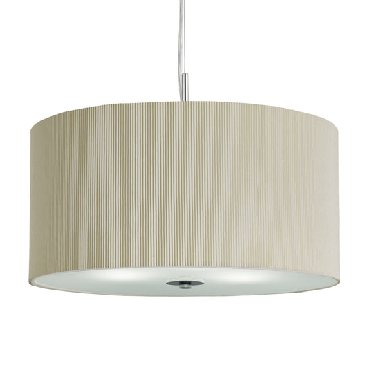 Searchlight 2356-60CR Drum Pleat Pendant - 3Lt Pleated Shade Pendant, Cream With Frosted Glass Diffuser Dia 60Cm - 30995