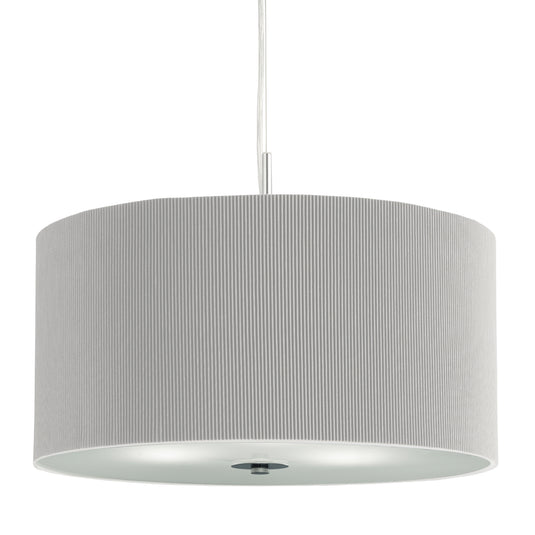 Searchlight 2356-60SI Drum Pleat Pendant - 3Lt Pleated Shade Pendant, Silver With Frosted Glass Diffuser Dia 60 - 30996