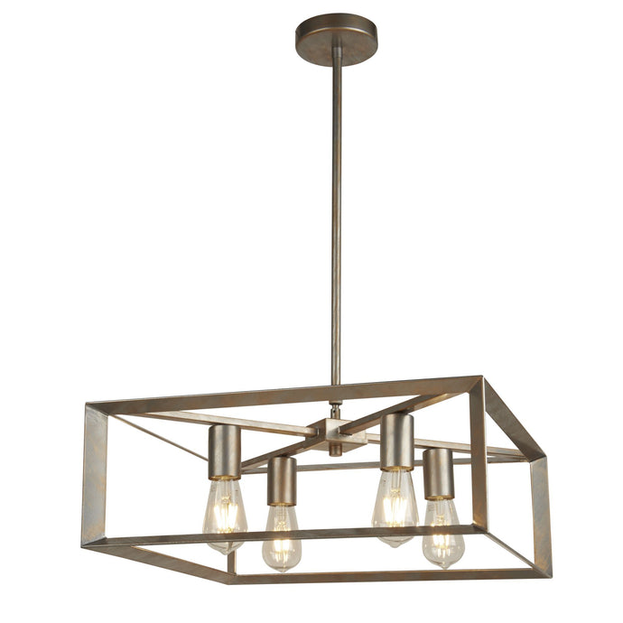 Searchlight 2414-4SI Heaton 4Lt Pendant, Brushed Silver Gold Finish - 31006