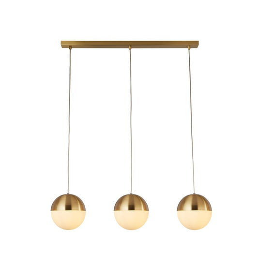 Searchlight 24181-3SB Endor 3Lt Pendant, Satin Brass With Opal Glass. Ball Dia180mm - 31009