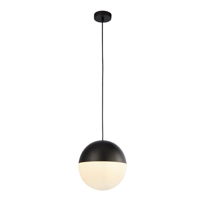 Searchlight 24181BK Endor 1Lt Pendant, Black Finish With Opal Glass. Dia 250mm - 26483