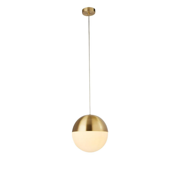 Searchlight 24181Sb Endor 1Lt Pendant, Satin Brass Finish With Opal Glass. Dia 250mm - 26482