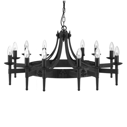 Searchlight 24212-12BK Cartwheel Ii - 12Lt Ceiling, Wrought Iron Black - 27104