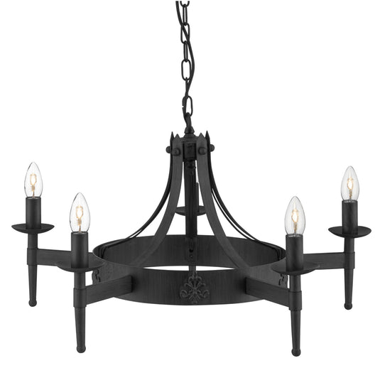 Searchlight 2425-5BK Cartwheel Ii - 5Lt Ceiling, Wrought Iron Black - 26548