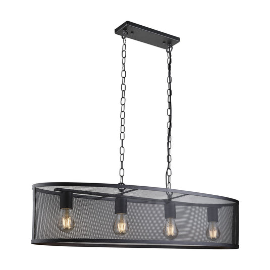 Searchlight 2484-4BK Fishnet 4Lt Oval Pendant Matt Black - 31013