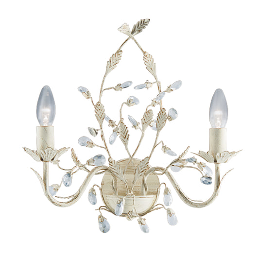 Searchlight 2492-2Cr Almandite - 2Lt Wall Bracket, Cream Gold Finish With Leaf Dressing And Clear Crystal Deco - 30544