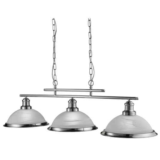 Searchlight 2683-3SS Bistro - 3Lt Ceiling Bar, Satin Silver, Marble Glass - 21028
