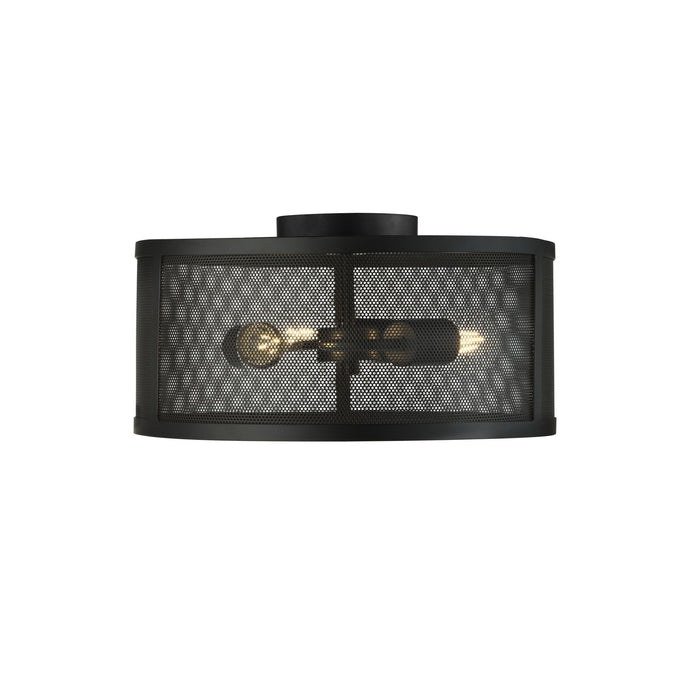 Searchlight 2843-3BK Fishnet 3Lt Drum Flush Matt Black - 31057