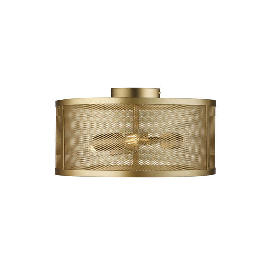 Searchlight 2843-3GO Fishnet 3Lt Drum Flush Matt Gold - 31058