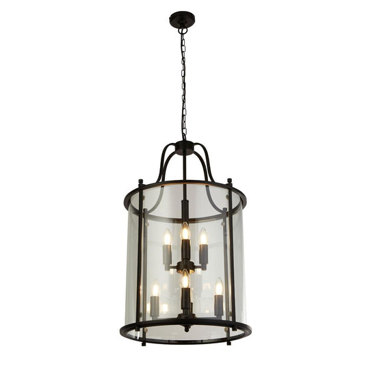 Searchlight 3068-8BK Lantern Grande , 8Lt Black, Clear Glass - 31080