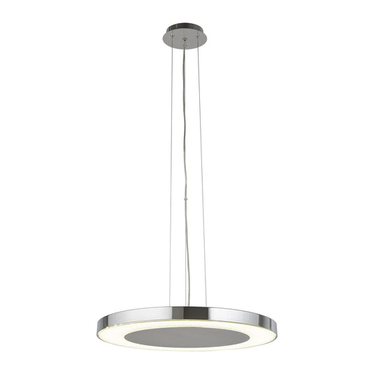 Searchlight 3090-50CC Lexi (Dim) LED Disc Ceiling Pendant (50Cm Dia), Chrome, Crushed Ice Effect Deco - 31085