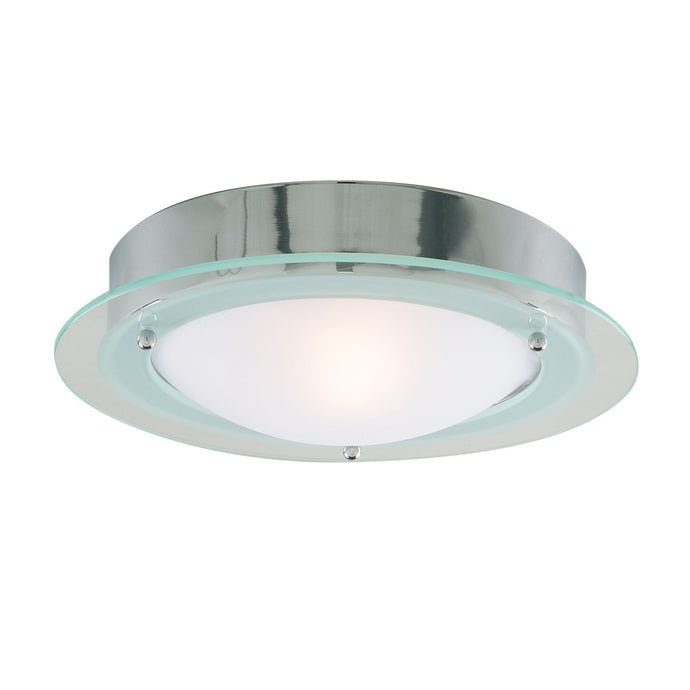 Searchlight 3108CC Belfast Bathroom Flush IP44  1Lt - Chrome Clear/Opal Glass - 31089