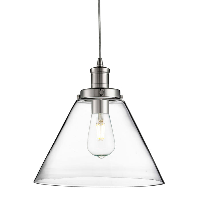 Searchlight 3228CC Pyramid 1Lt Pendant, Chrome, Clear Pyramid Glass Shade - 20490