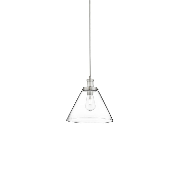 Searchlight 3228SS Pyramid 1Lt Pendant, Satin Silver, Clear Pyramid Glass Shade - 24332