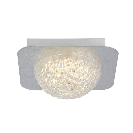 Searchlight 32511-1SI Celestia 1 Lt Square LED Ceiling Light - Silver Leaf With Clear Acrylic - 31097