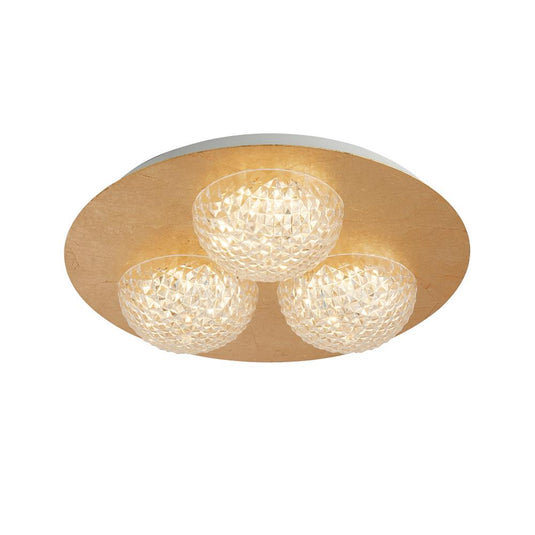 Searchlight 32511-3GO Celestia 3Lt Round LED Ceiling Light -  Gold Leaf With Clear Acrylic - 31098