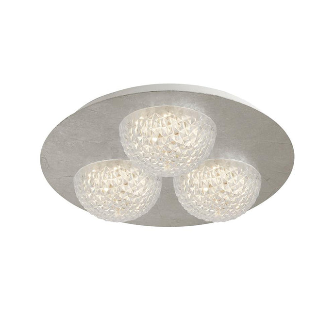 Searchlight 32511-3SI Celestia 3Lt Round LED Ceiling Light -  Silver Leaf With Clear Acrylic - 31099