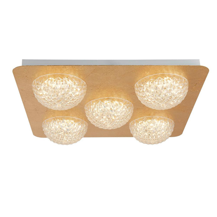 Searchlight 32511-5GO Celestia 5Lt LED Ceiling Light - Gold Leaf With Clear Acrylic - 31100