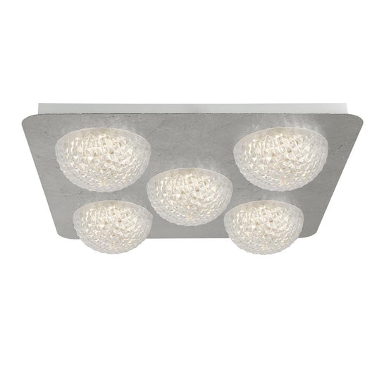 Searchlight 32511-5SI Celestia 5Lt LED Ceiling Light - Silver Leaf With Clear Acrylic - 31101