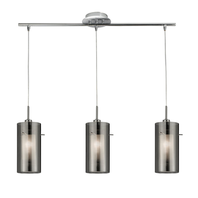 Searchlight 3303-3SM Duo 2 - 3Lt Ceiling Bar With Smokey Outer/Frosted Inner Glass Shades - 17119