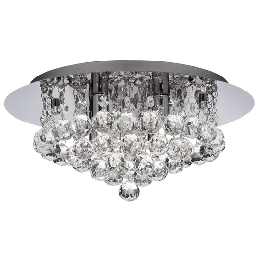 Searchlight 3404-4CC Hanna 4Lt Chrome Flush Cl Xtal Ball G9 - 14202