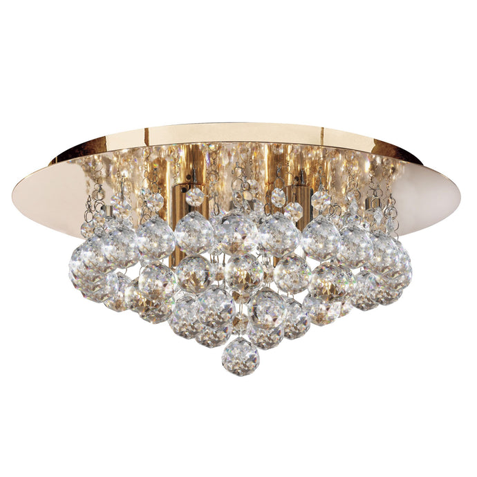 Searchlight 3404-4GO Hanna 4Lt Gold Round Flush Cl Xtal Balls - 25369