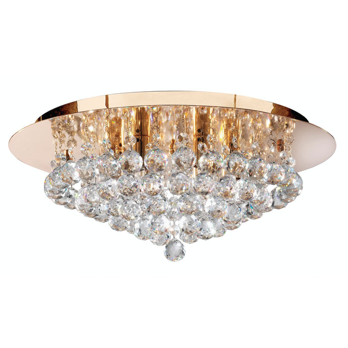 Searchlight 3406-6GO Hanna 6Lt Gold Round Flush Cl Xtal Balls - 14759