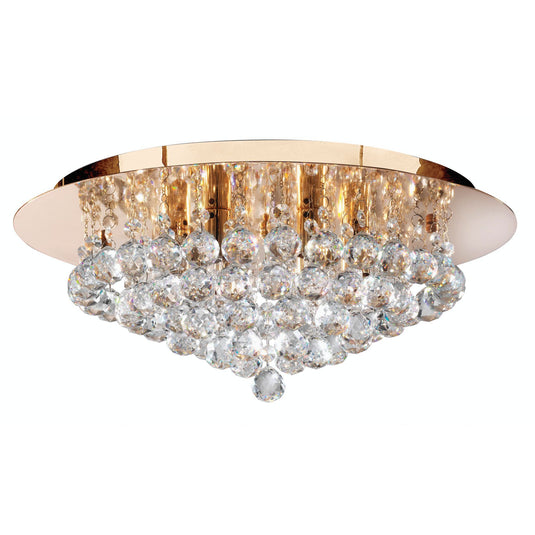 Searchlight 3406-6GO Hanna 6Lt Gold Round Flush Cl Xtal Balls - 14759