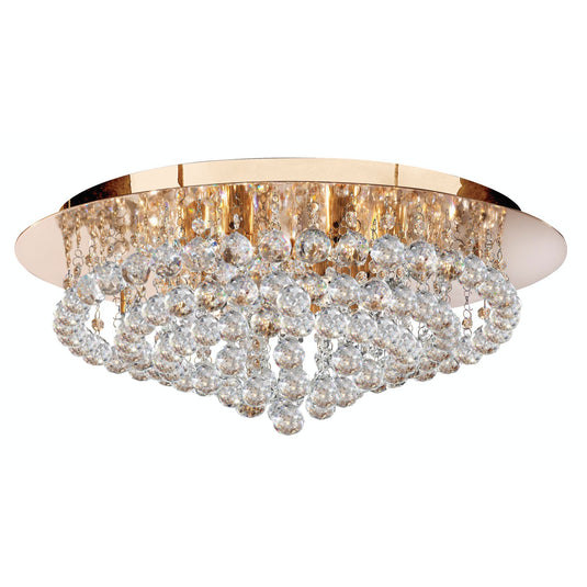 Searchlight 3408-8GO Hanna 8Lt Gold Round Flush Cl Xtal Balls - 31111