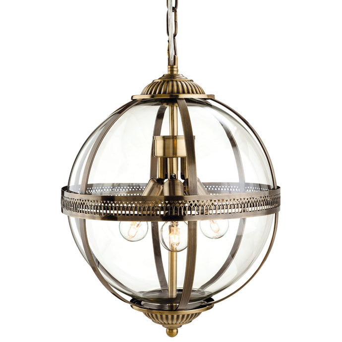 Firstlight 3413AB Mayfair 3 Light Antique Brass Pendant Ceiling Light