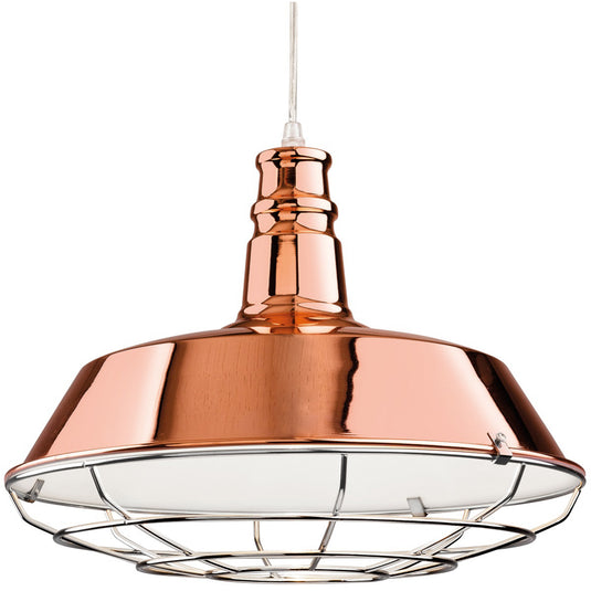 Firstlight 3444CP Manta 1 Light Copper & Chrome Pendant Ceiling Light
