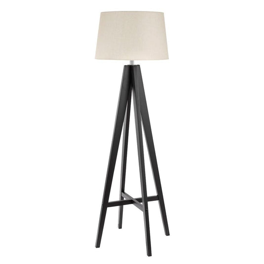 Searchlight 3540BR Easel Floor Lamp Dark Wood - Cream Linen Shade - 31120