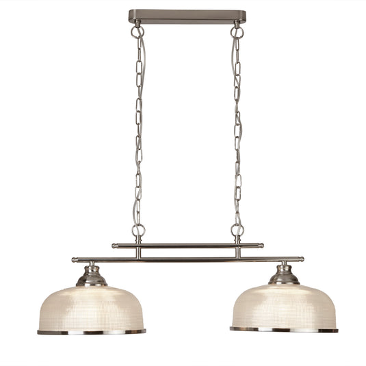 Searchlight 3592-2SS Bistro Ii - 2Lt Ceiling Bar, Satin Silver, Halophane Glass - 25693