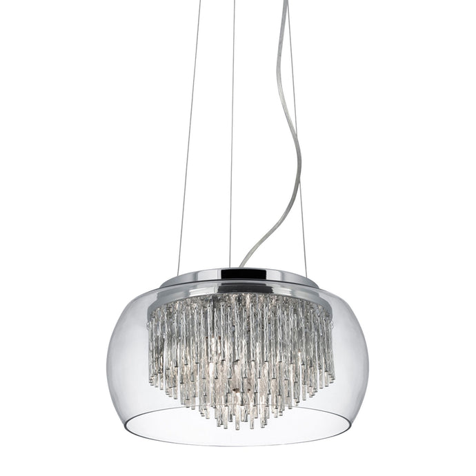 Searchlight 3624-4CC Curva Clear Gls Shade 4Lt Pendant/Aluminium Spiral Tubes In - 31123