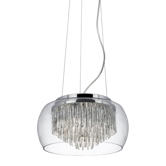 Searchlight 3624-4CC Curva Clear Gls Shade 4Lt Pendant/Aluminium Spiral Tubes In - 31123