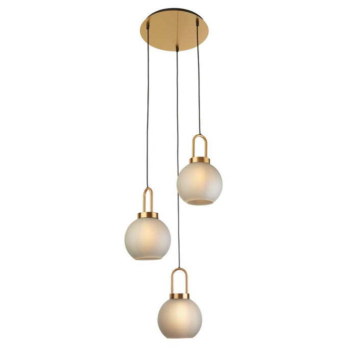 Searchlight 36631-3AC Snowdrop 3Lt, Brass With Acid Glass - 31125