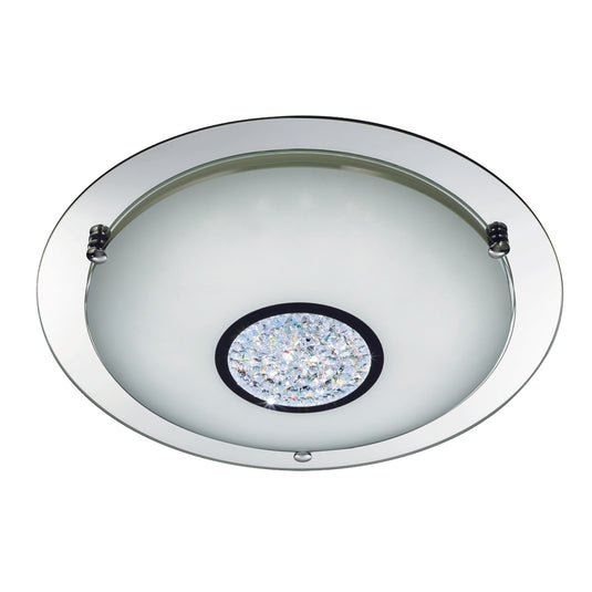 Searchlight 3883-41 Portland Bathroom IP44 LED Flush (Dia 42Cm) Chrome, Mirror Halo, Wht Gls Shade - 23648