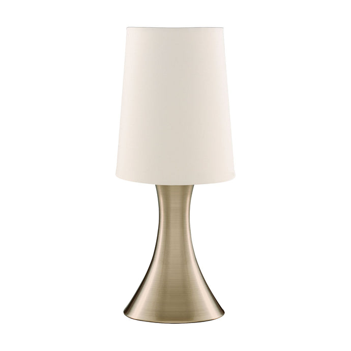 Searchlight 3922AB Touch Table Lamp, Antique Brass Base, White Tapered Shade - 24401