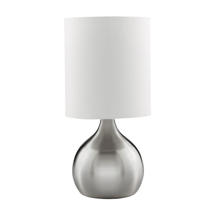 Searchlight 3923SS Touch Table Lamp, Satin Silver Base, White Drum Shade - 24404