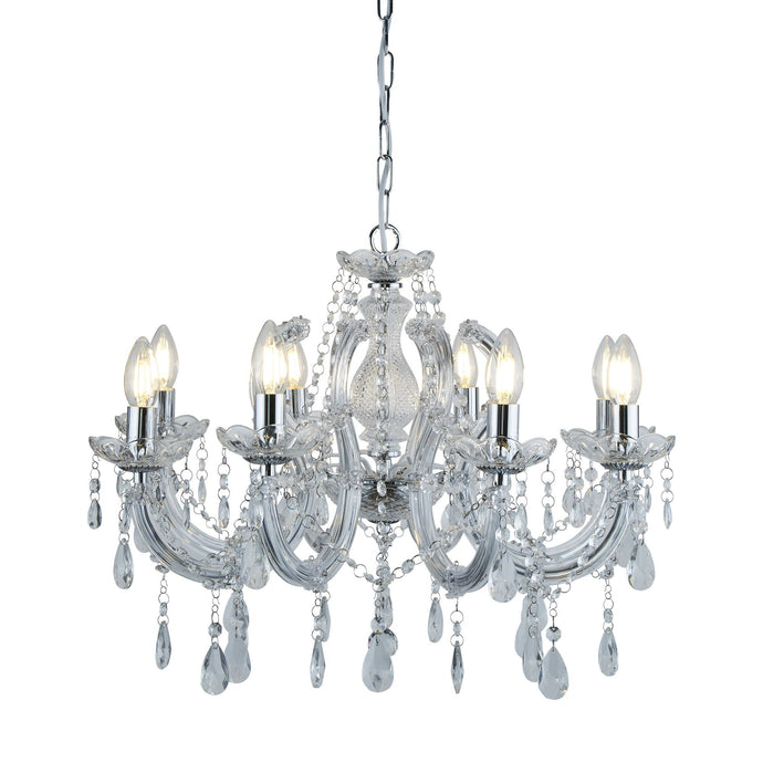 Searchlight 399-8 Marie Therese - 8Lt Ceiling, Chrome, Clear Crystal Glass - 31138