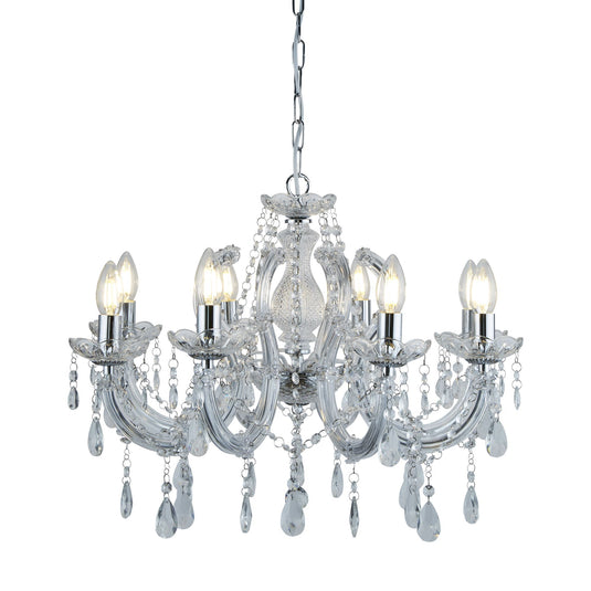 Searchlight 399-8 Marie Therese - 8Lt Ceiling, Chrome, Clear Crystal Glass - 31138