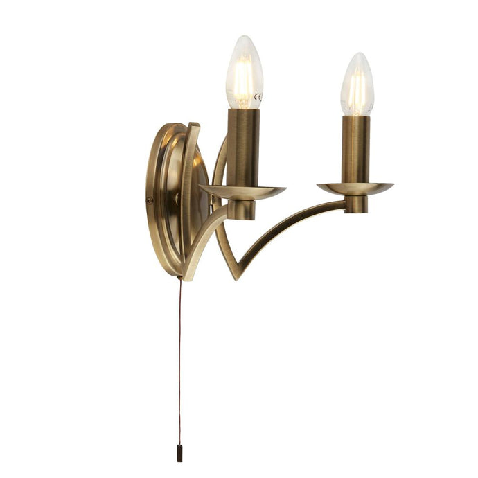 Searchlight 41312-2AB Ascot 2Lt Wall Light Antique Brass - 26505