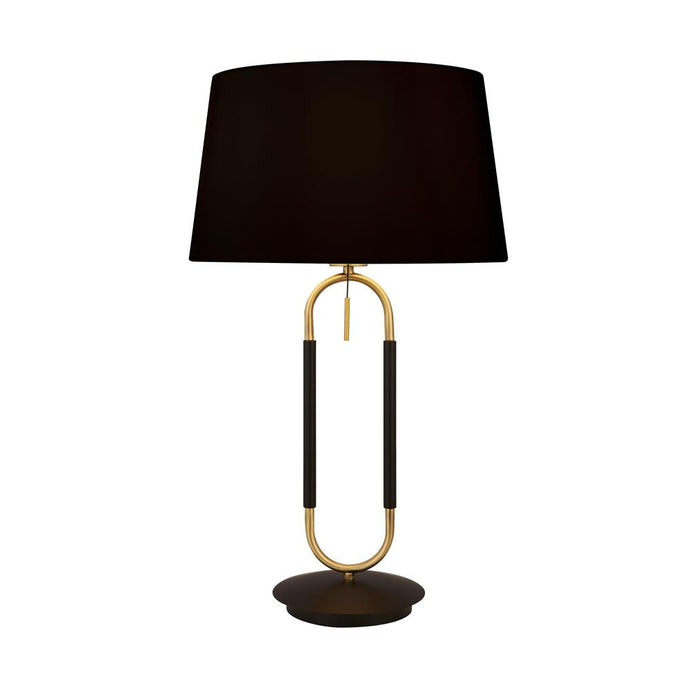 Searchlight 41431SB Jazz 1Lt Table Lamp, Satin Brass And Black, Black Velvet Shade. Pull Switch - 31151