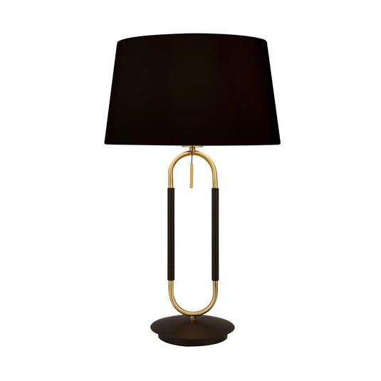 Searchlight 41431SB Jazz 1Lt Table Lamp, Satin Brass And Black, Black Velvet Shade. Pull Switch - 31151