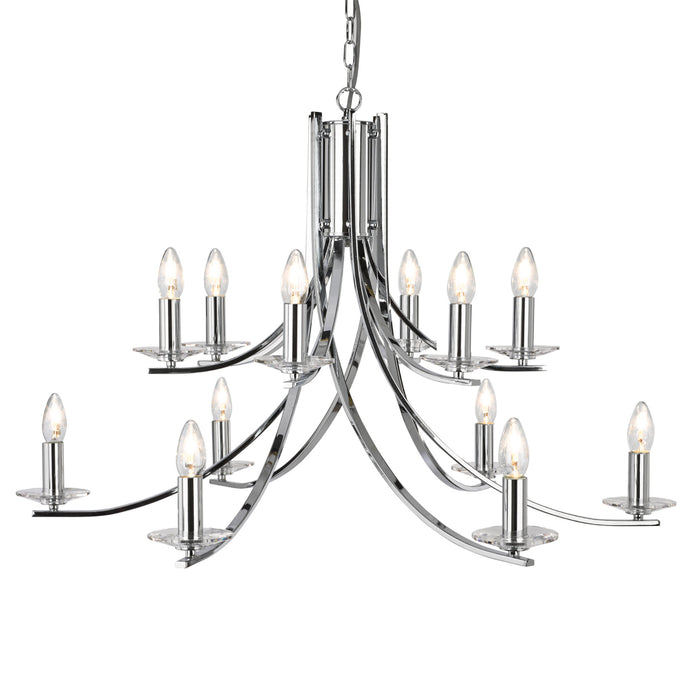 Searchlight 41612-12CC Ascona - 12Lt Ceiling, Chrome Twist Frame With Clear Glass Sconces - 31158